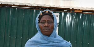 Bibiana Peter a mother of five lives with her children at an old transit centre. Photo credit: Yangi Justine/ Oxfam