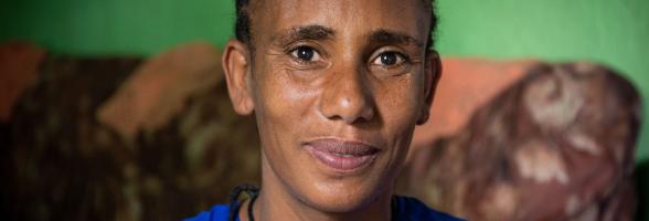 Simegn Hailu, 37, leads a group of 20 women in a self-help group that provides a system for saving money and loans for small businesses. Phot credit: Petterik wiggers/ Oxfam