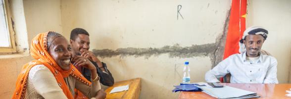 Etsay Hafte, a farmer from Raya Azebo, speaks on the severe impact of climate extremes on her livelihood. She is one of the hundreds of thousands receiving cash assistance from Oxfam to help mitigate these challenges. CREDIT Petterik Wiggers/Oxfam