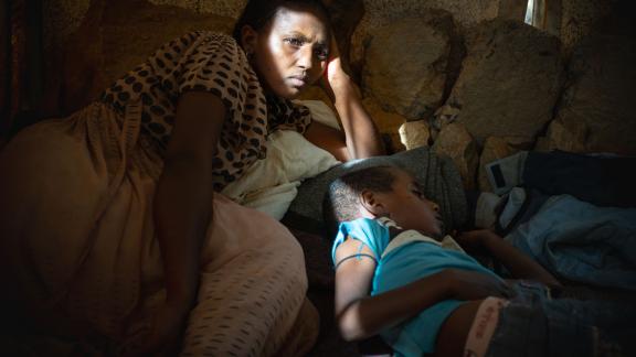 Originally from western Tigray, Birzaf's journey to the camp for displaced people was not one of choice, but of necessity, driven by the harrowing conflict in Tigray. Photo Credit: Petterik Wiggers/Oxfam Originally from western Tigray, Birzaf's journey to the camp for displaced people was not one of choice, but of necessity, driven by the harrowing conflict in Tigray. Photo Credit: Petterik Wiggers/Oxfam