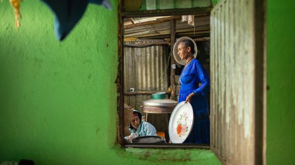 Simegn Hailu is a leader of a self-help group in Sekota. She says that being a member of the self-help group has helped her and the other members to save money, invest in small businesses, and become more financially independent. Photo Credit: Petterik Wiggers/ Oxfam Simegn Hailu is a leader of a self-help group in Sekota. She says that being a member of the self-help group has helped her and the other members to save money, invest in small businesses, and become more financially independent. Photo Credit: Petterik Wiggers/ Oxfam