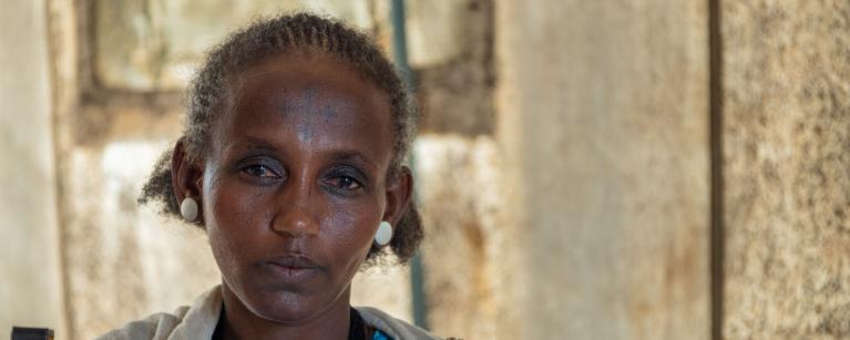 Originally from the western Tigray village of Humera, Birzaf's journey to the camp for displaced people was not one of choice, but of necessity, driven by the harrowing conflict in Tigray. Photo Credit: Petterik Wiggers/Oxfam