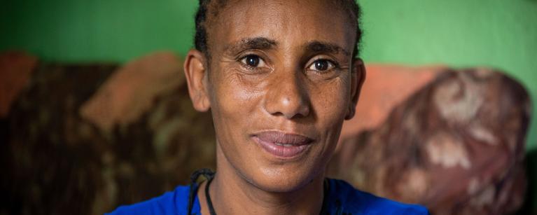 Simegn Hailu, 37, leads a group of 20 women in a self-help group that provides a system for saving money and loans for small businesses. Phot credit: Petterik wiggers/ Oxfam