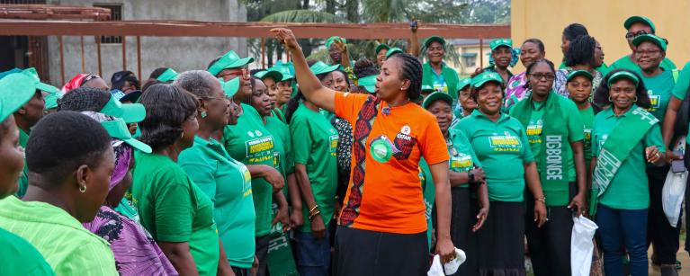 Chinasa Asonye (President of Ogbonge Women Multipurpose Cooperative Agricultural Society in Lagos State) with group of Ogbonge women.