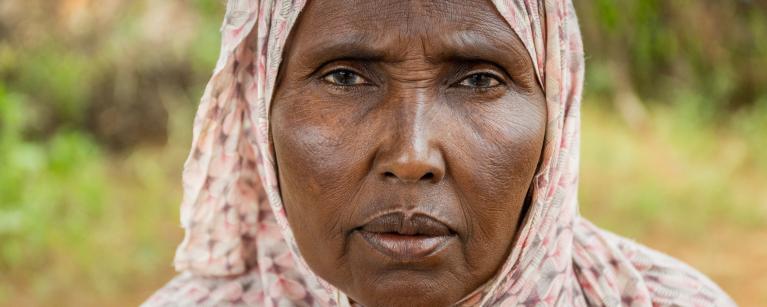Shamis Ali Dahir lives in Garowo, Somali Region, Ethiopia. In recent years they have struggled to raise grain and vegetable crops due to drought, and they have lost nearly all their livestock. Photo credit: Petterik Wiggers / Oxfam