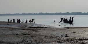Scene from a char in Bangladesh. Chars, or sandbanks, are subject to erosion and frequent floods.