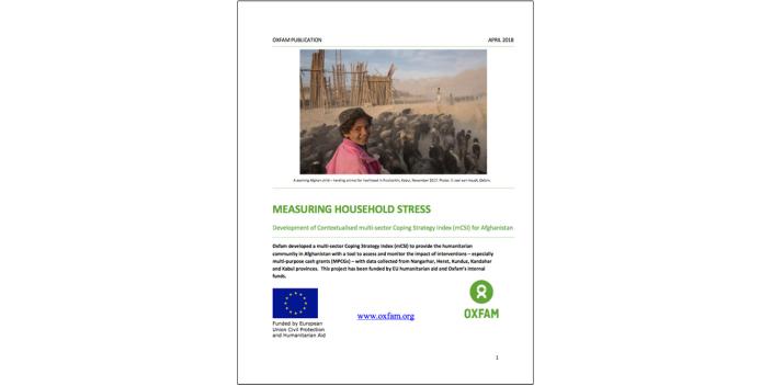 Oxfam in Asia - Publications - Afghanistan - Measuring Household Stress