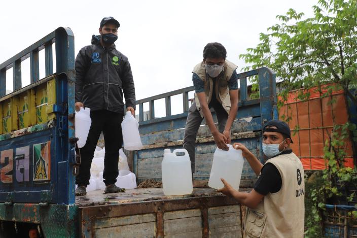 Jerry cans of drinking water, Cox's Bazar flooding