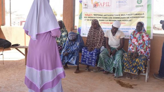 focus groupe avec les des bénéficiaires de Kongoussi sur leur perception et satisfaction après la distribution de Kit AME, d'abris, et de l’assistance en protection des moyens de protection, dans le cadre du projet FHRAOC Anticipatoire