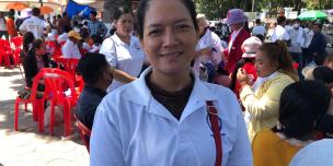Ms. Soya Tieng, garment worker from Kampong Speu province during the International Labour’s Day. Ms. Soya Tieng, garment worker from Kampong Speu province during the International Labour’s Day.