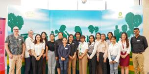 Oxfam representative, partner from Mekong Inclusive Venture (MIV), and five SMEs during the programe Kick-Off. ©MIV