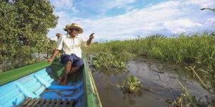 Chea Saren leads the fishery committee in Prek Toal and is an ardent defender of the flooded forest. “Cambodia has a lot of natural resources,”  he says. “If we can keep it beautiful, and protect the flooded forest, we will survive.”