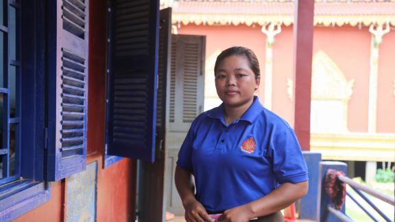 Ms. Nout Sreyleak,  the teacher in charge of remedial lessons.