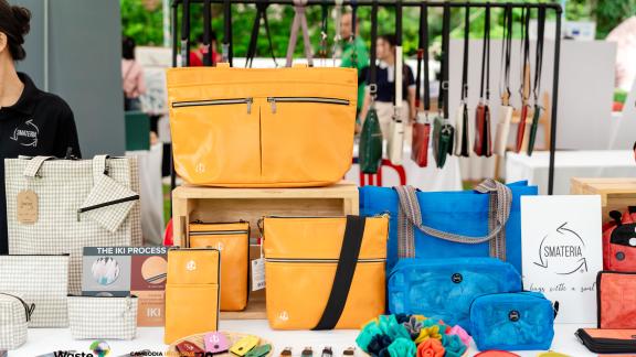 Local handmade bags and accessories crafted from recycle fishnet. Photo: Oxfam