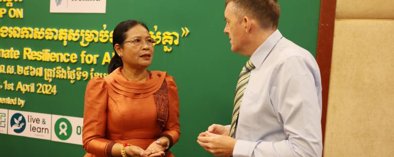 H.E. Ngin Lina, Secretary of State and Chair of Gender Mainstreaming Working Group of Ministry of Environment​ and​​ ​​Seán Farrell, Deputy Head of Mission, Embassy of Ireland.