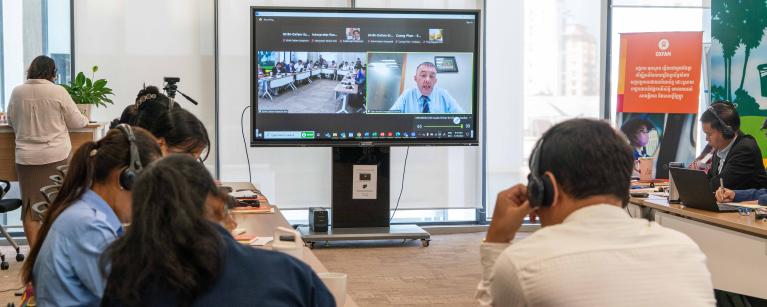Mr. Seán Farrell, Deputy Head of Mission at the Embassy of Ireland, during his speech via Zoom interlink.
