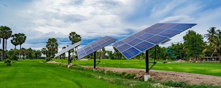 Solar irrigation system in Kandieng district, Pursat province, installed by Solar Green Energy.