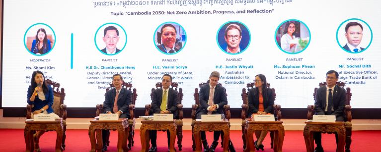High level panel discussion on Cambodia 2050: Net Zero Ambition, Progress, and Reflection. Photo: Oxfam