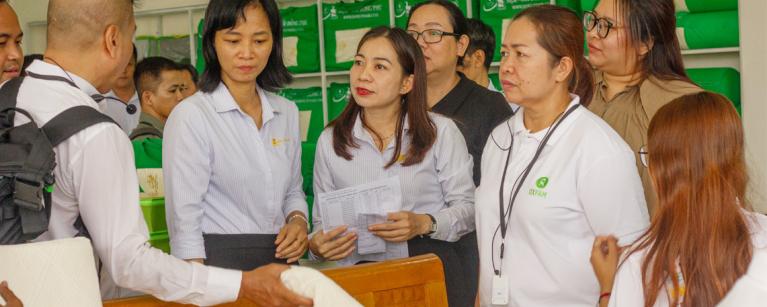 Group tour at latex mattress and pillow showroom, Dong Phu Rubber Technical Joint Stock Company. 