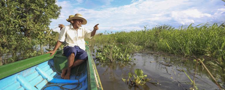 Chea Saren leads the fishery committee in Prek Toal and is an ardent defender of the flooded forest. “Cambodia has a lot of natural resources,”  he says. “If we can keep it beautiful, and protect the flooded forest, we will survive.”