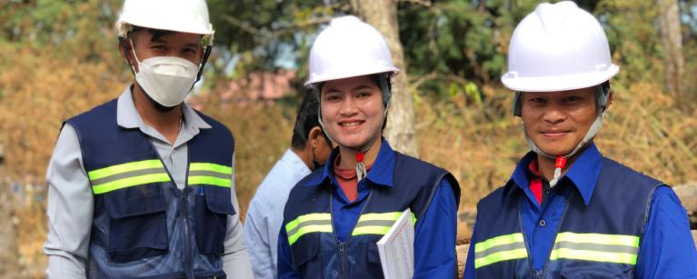 Ms. Bunthor (center) took part in the solar rooftop operation and maintenance training  organized by I.M.B Cambodia in Koah Snaeng village. ©Touch Chanthan/MVi