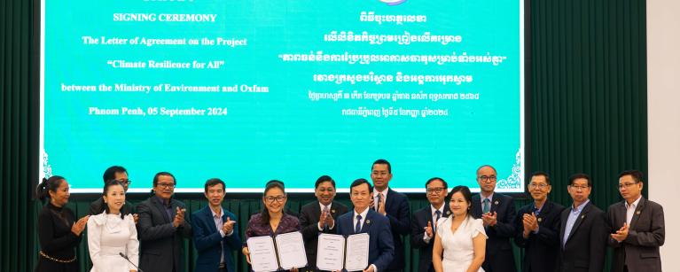 Signing ceremony of CREFA project between the Ministry of Environment and Oxfam, 5 September 2024. 