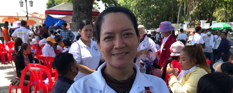 Ms. Soya Tieng, garment worker from Kampong Speu province  during the International Labour’s Day.