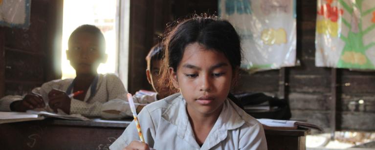 Veasne,11 years old, in her class