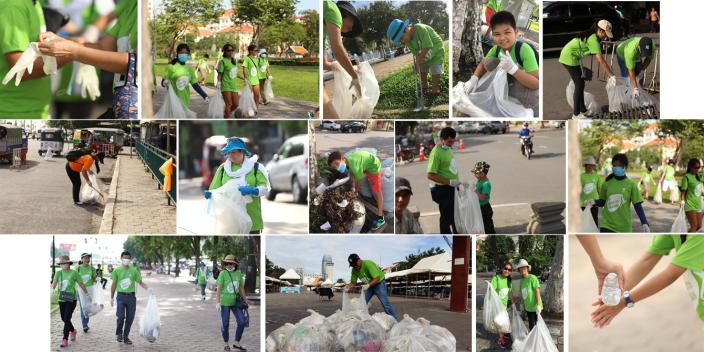 Say no to plastic! Oxfam team cleans the street