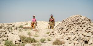 Helen Akuom, 50 and Nyartoe Nakwale 67 at the Gypsum mining field in Kapua Turkana County. Photo Credit: Joy Obuya Helen Akuom, 50 and Nyartoe Nakwale 67 at he Gypsum mining field in Kapua Turkana County. Photo Credit: Joy Obuya