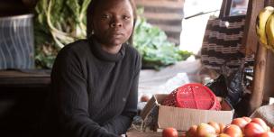 Mary Kwamboka,26, in her kiosk in Kawangware, Nairobi, Kenya. 2016. Photo Credit:Allan Gichigi/Oxfam