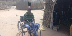Ibrahim Salat outside his hut in Burder village, Wajir County