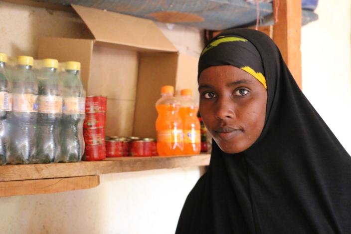 Halima Hassan Adan in her shop in Ajawa, Wajir County. Photo credit: Joyce Kabue