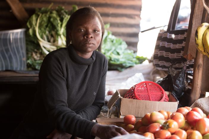 Mary Kwamboka,26, in her kiosk in Kawangware, Nairobi, Kenya. 2016. Photo Credit:Allan Gichigi/Oxfam