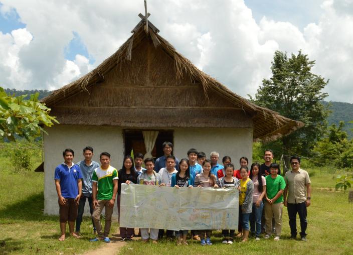 River Mapping workshop for students.  Photo by:  Thome, Oxfam in Laos