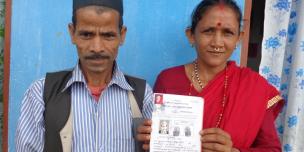 Dura Devi Saud and her husband Khadga Singh Saud proudly show their JLO certificate - Credit: CSRC