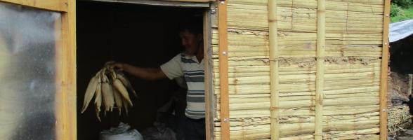 Bhim Bahadur Tamang has been able to protect his produce with the construction of this granary. Photo by: Arjun Gahatraj/JGSS