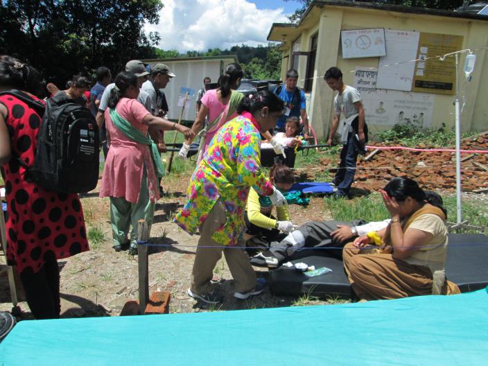 An hour after the earthquake, injured are treated effectively at the PHC - Credit: DRR team/Oxfam