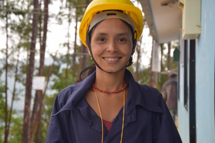 Rita Dulal got a masonry training from Oxfam and partners in Sindhupalchowk