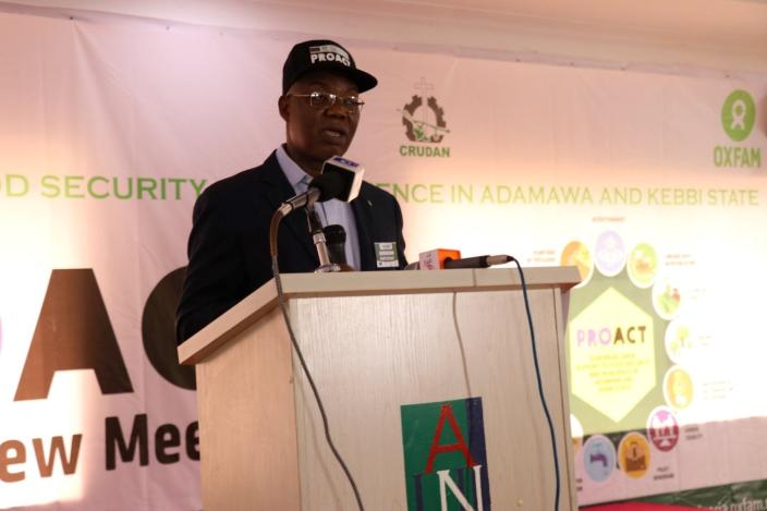 Constant Tchona, Interim Country Director, Oxfam in Nigeria delivers remarks at the event. Photo: Oxfam/James Bigila 