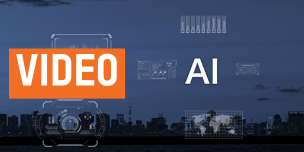 a cityscape with AI-themed graphics overlaid. Text reading: "video".