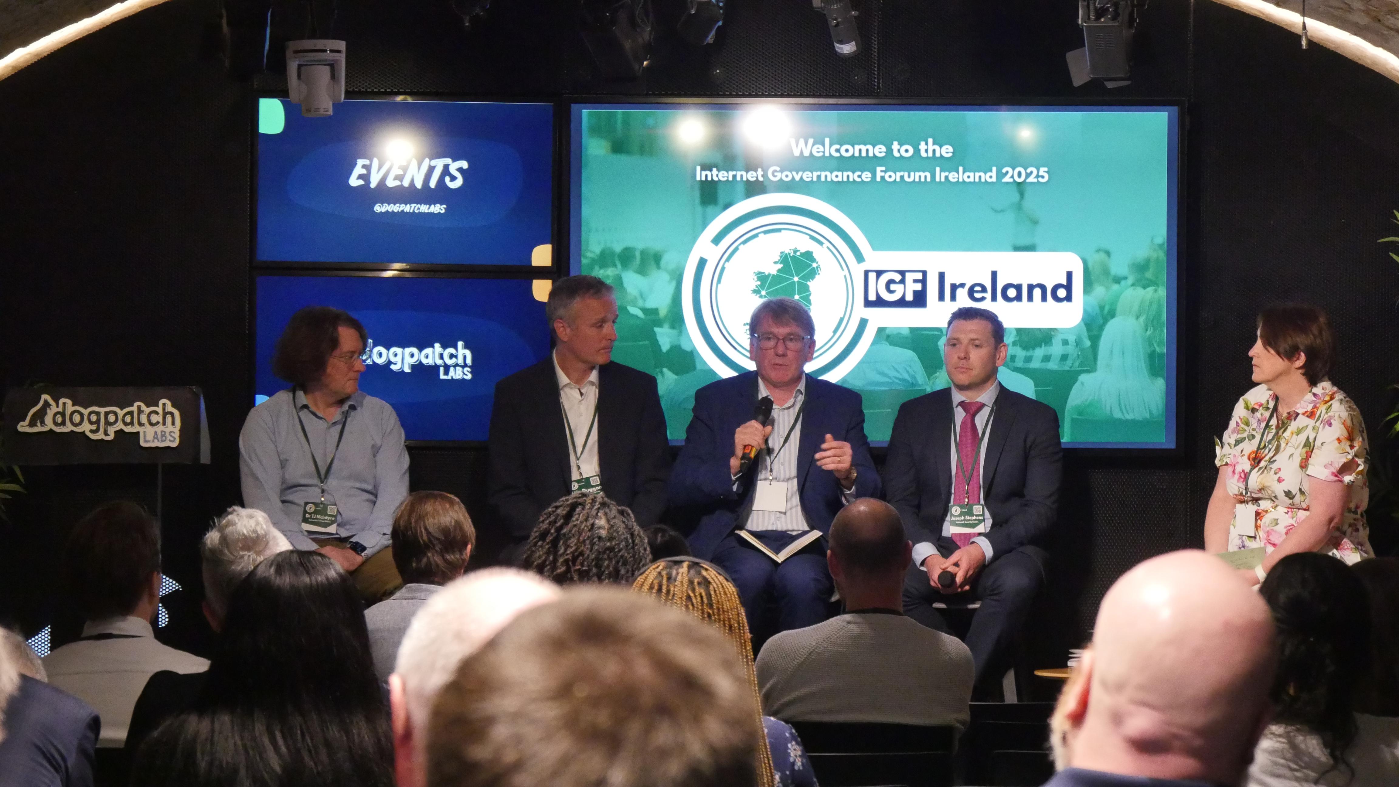 Oxfam Ireland's CEO, Jim Clarken sits on a panel discussion at the Ireland IGF.
