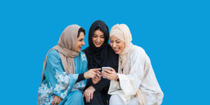 Cover image of three women smiling and looking at a phone