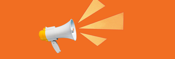 cover image of a megaphone on orange background