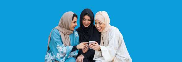 Cover image of three women smiling and looking at a phone