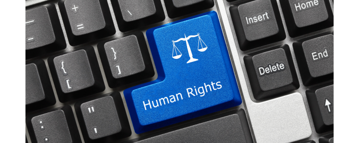 Image of a keyboard, with a key for human rights