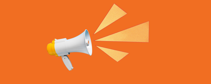 cover image of a megaphone on orange background