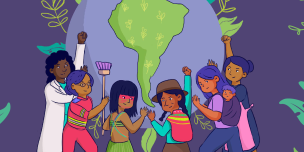 Ilustración de mujeres diversas sosteniendo la vida en el planeta Ilustración de mujeres diversas sosteniendo la vida en el planeta