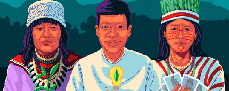 Ilustración de personas de la Amazonía peruana