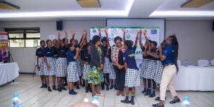 Learners in Kabwe, Zambia celebrating the official lauch of the project
